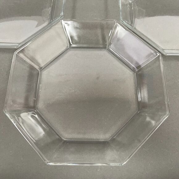 Arcoroc France Octime Clear Octagonal Bowls Glass 7 3/4" across Lot of 4 - Picture 4 of 13
